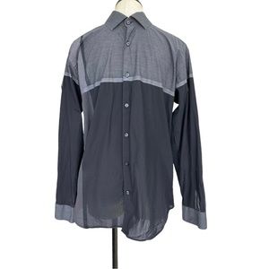 Jared Lang Gray & Black Two Toned Button Down Shirt Size Medium
